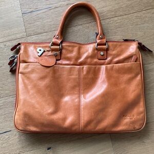 Picard Orange Tan Leather Briefcase
